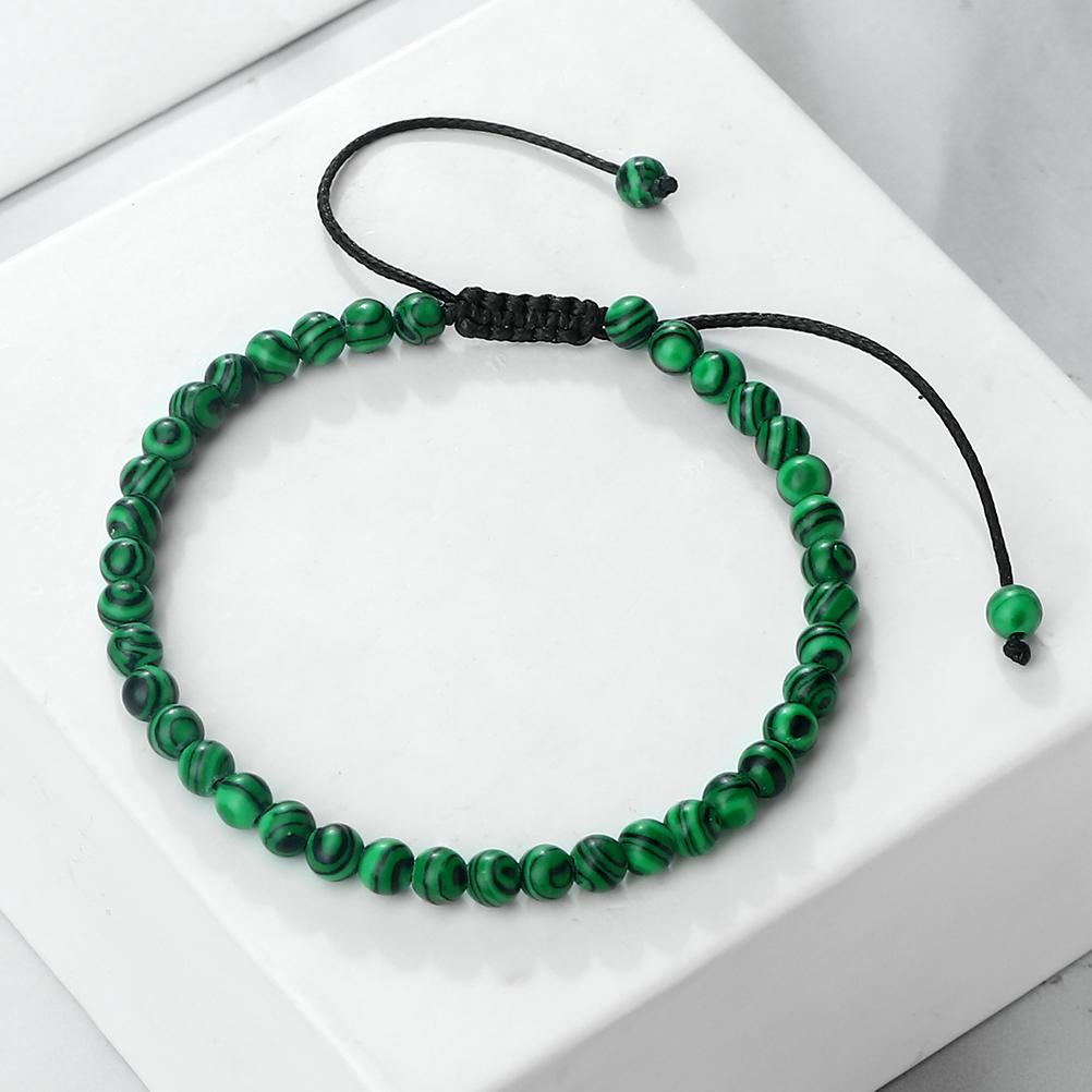 4 6 8mm Malachite Beaded Bracelet Natural Stone Green Blue Braided Bangles Handmade Healing Bracelets Jewelry Gifts for Friends