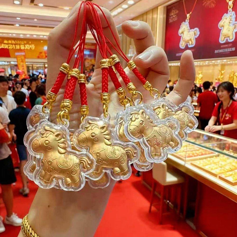 Cartoon Design Gold Horse Keychains Get Rich Zodiac Horse Keychains Bag Pendant New Year Party