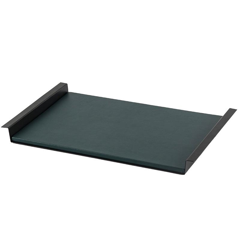Lehký luxusní minimalistický kožený vonný tác na svíčky, ozdoby na modelový pokoj, vstupní ložnice, luxusní tmavě zelený úložný tác
