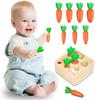 Montessori Toys For 1 Year Baby Pull Carrot Set Game Kids Wooden Toy Shape Sorting Matching Puzzle Educational Toys For Children