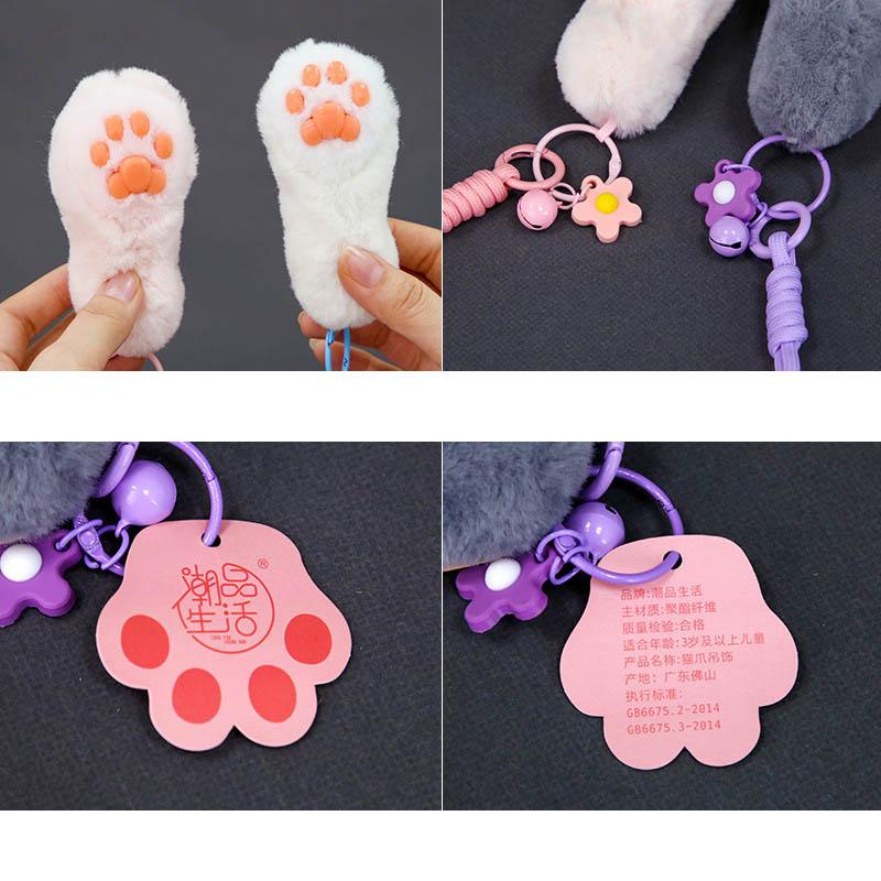 New Cute Soft Plush Cat Paw Keychain Pendant Cartoon Stress Relief Plush Cat Paw Backpack Decoration Pendant Birthday Gift