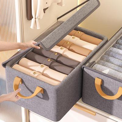 Cationic Fabric Clothes Storage Box with Lid and Steel Frame