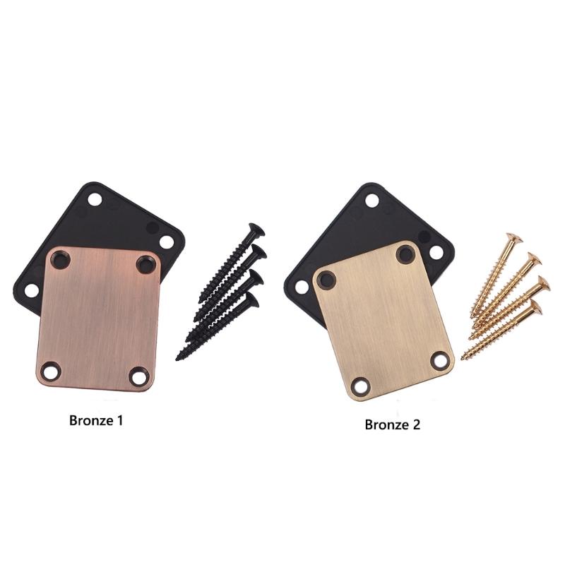 Metal Neck Plate Electric Guitar Bass Parts Replacements Kits 4 Holes Neck Plate