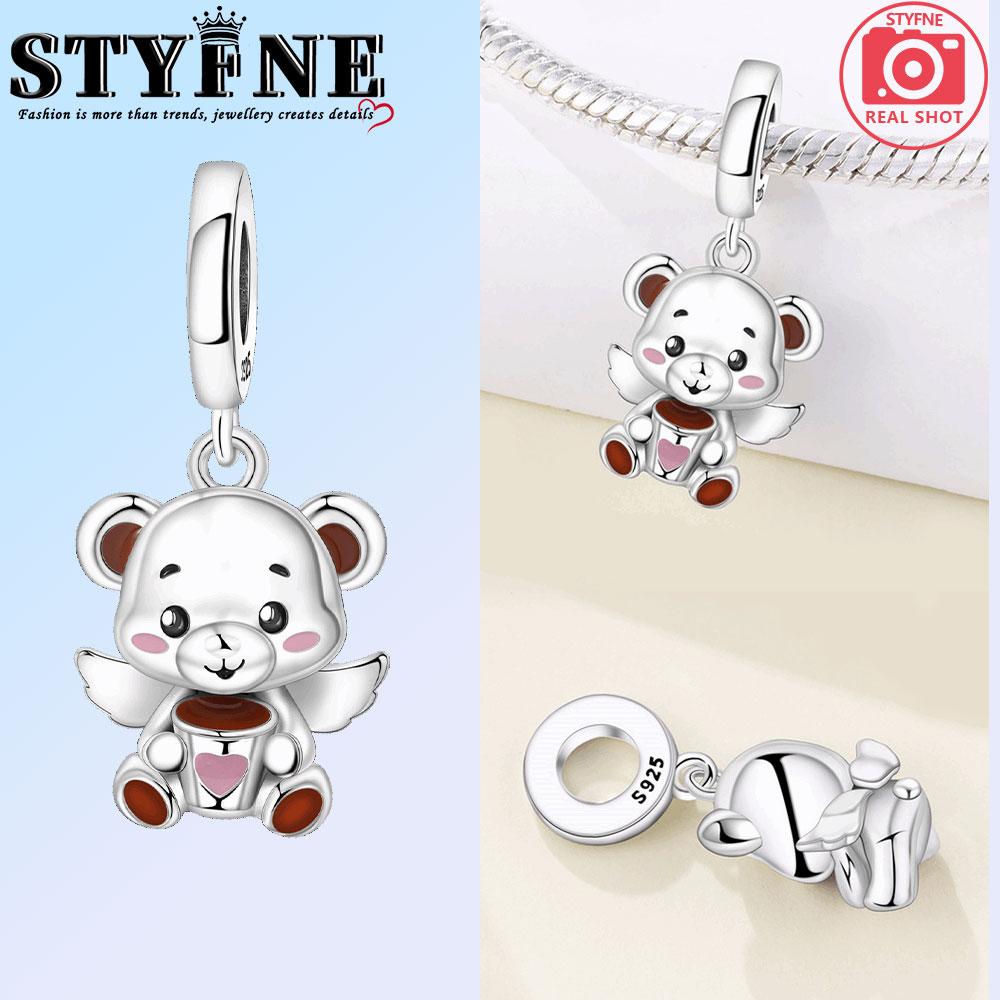 Copper Balloon Lion Elephant Panda Kitten Coffee Cup Charms Beads Pendant For Original Bracelet Woman Girl Jewelry