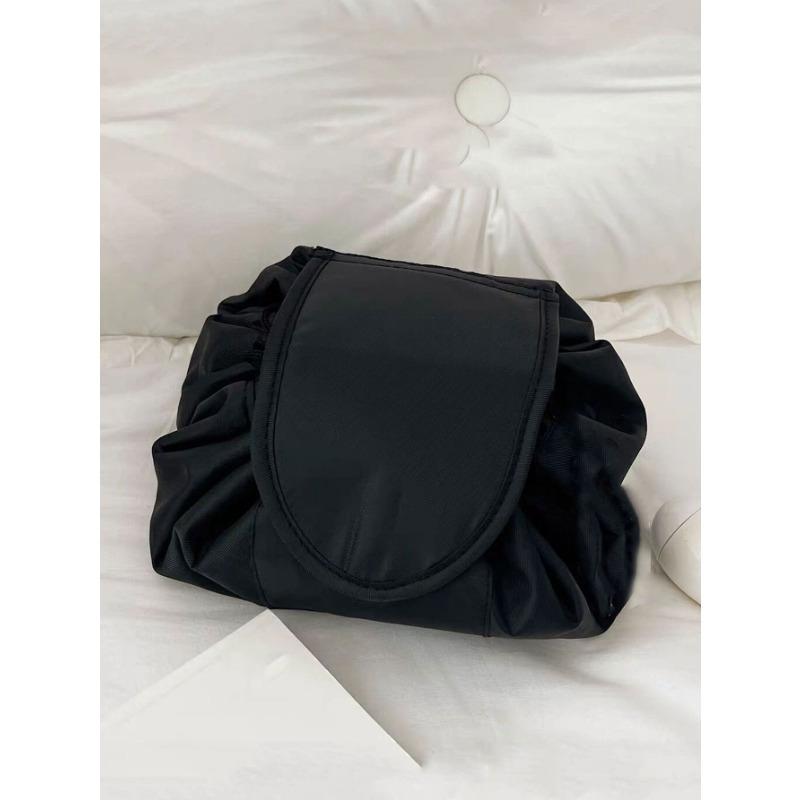 1pc Portable Black Drawstring Makeup Bag Cosmetic Pouch Travel Organizer Travel Makeup Cosmetic Vacation Organizer Large Capacity holds
