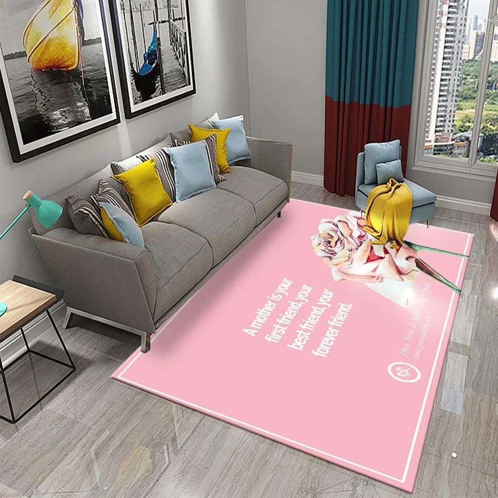Mother's Day Happy Carpet Romantic Warm Rugs Living Room Bedroom Rug Heart Carpet Baby Girl Soft Play Floor Mat Kitchen Parlor