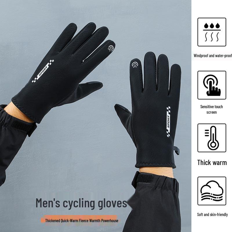 

Unisex Waterproof Windproof Touchscreen Winter Gloves for Cycling, Driving, and Riding - Warm Velvet Lining for Cold Weather One Size