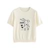 Chuyu Women's Rabbit Jacquard Short Sleeve Knit Top
