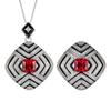 Jewelry Copper Bottom Gold-Plated Retro Simulation Red Corundum Princess Square Personalized Set Main 8 * 8