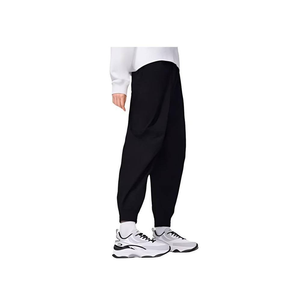 Li Ning Anti-Five Series Solid Color Logo Print Cuffed Sports Pants Women bottoms Black AKXS414-1