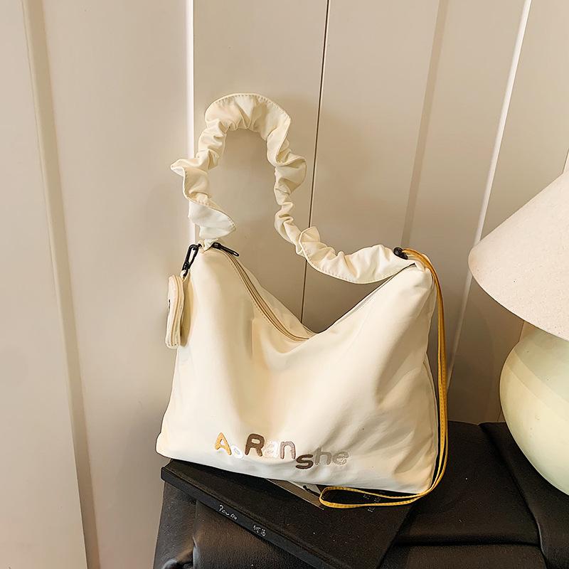 

Summer casual tote bag women 2025 fashion messenger bag large capacity versatile bag pleated shoulder bag белый