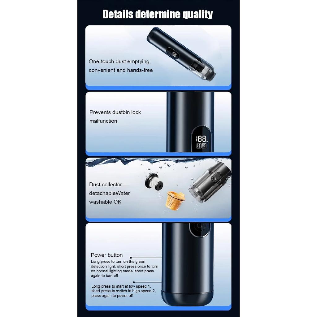 Car Smart 5in1 Portable Super Mini Wireless Handheld Vacuum Cleaner. 5in1 Smart Portable Car Vacuum Cleaner