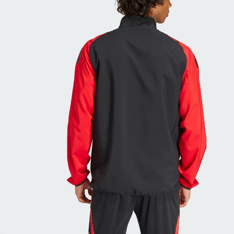 adidas Belgium 2024-2025 Football Stand Collar Comfortable Long Sleeve Jacket Men Jacket Black IQ0751