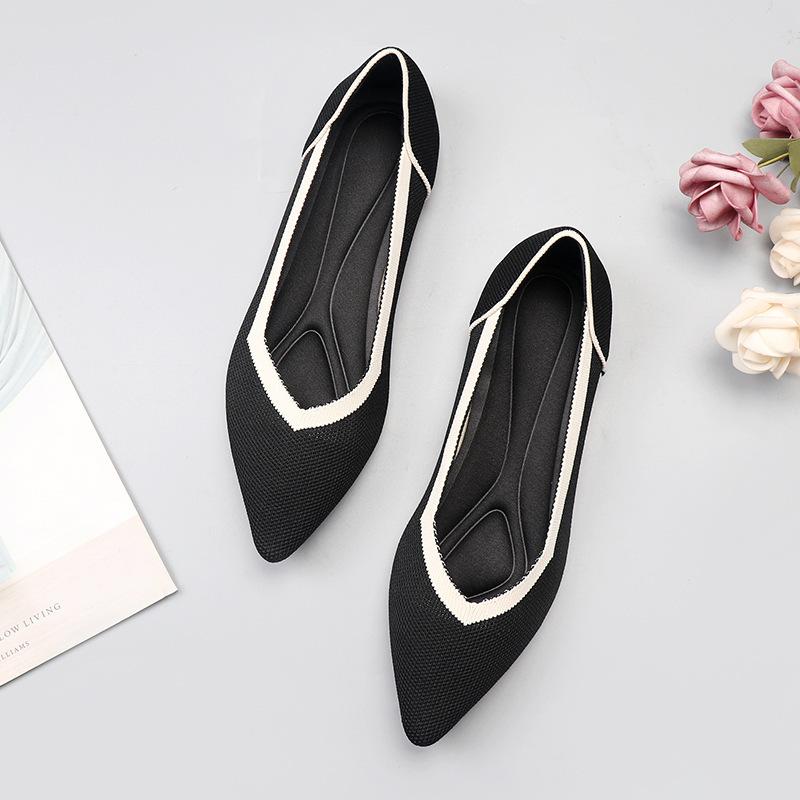 Spring and Autumn Flying Single Shoes Doudou Flat Bottom Floating Shoes New Boat Shoes Knitted Flying Threads