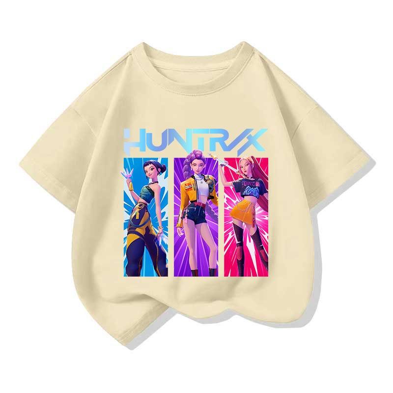 Cool Kpop Hunter Girl Group Pattern Print T Shirt Casual Sports Short-Sleeve T-Shirt Leisure and Versatile