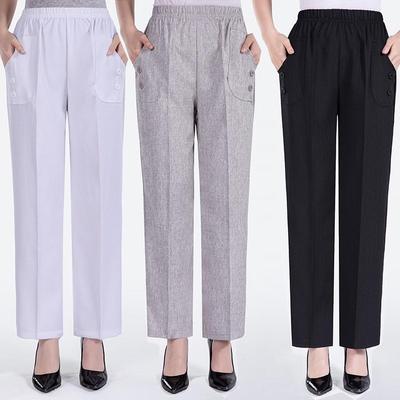 Cotton Linen Casual Comfortable Pants Fashion White Beige Women's Trousers