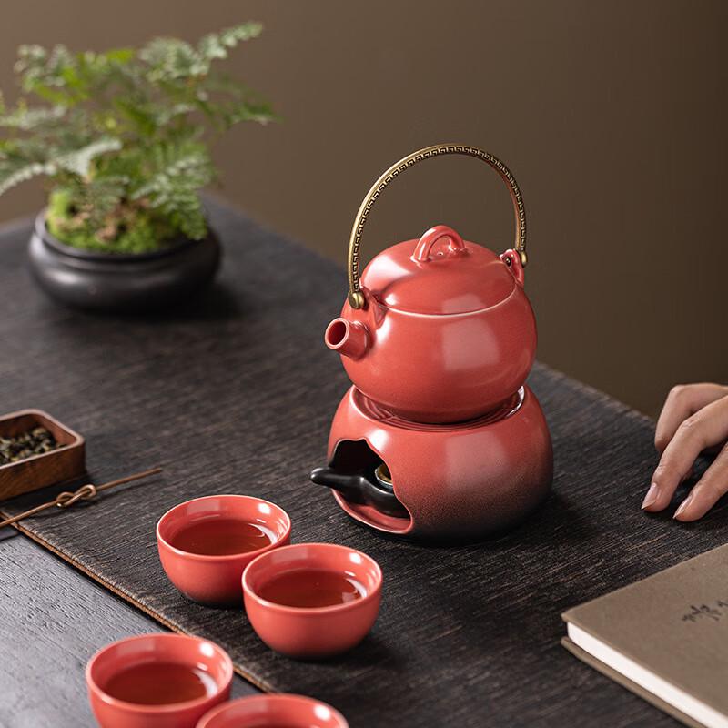 White Porcelain Portable Tea Set with Warming Stove