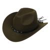 Women Men Western Cowboy Hat, Wide Curved Brim Felt Cowgirl Hat, Vintage Jazz Riding Hat, Removable Hat Belt, Head Circumference 56‑58cm