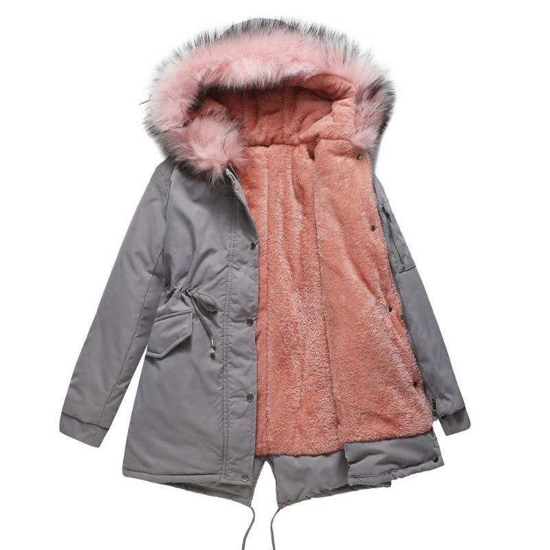 European Code Parka Cotton-padded Coat Medium and Long Hooded Winter Warm Fleece Coat Plus Cotton-padded Clothes