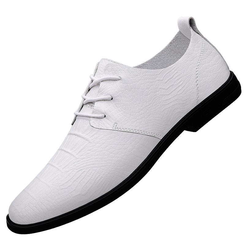

Fashion New casual men s leather shoes Luxury quality gentleman style Leisure Outdoor Party Adult daily Black and White flat shoes 37 белый