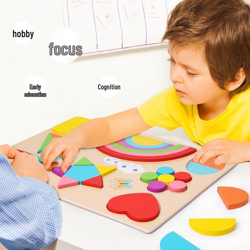 Wooden Rainbow Puzzle Board: Early Learning & Color Sorting Toy for Children