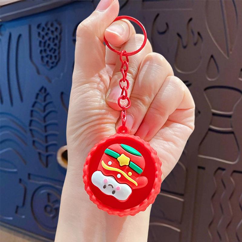 Cartoon Christmas Stress Relief Keyboard Keychain for Couples Bags Decorative Button Fidget Holiday Gift for Friends Family