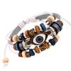 European & American Beaded Eye Cowhide Bracelet - Adjustable Genuine Leather Jewelry for Men & Women.