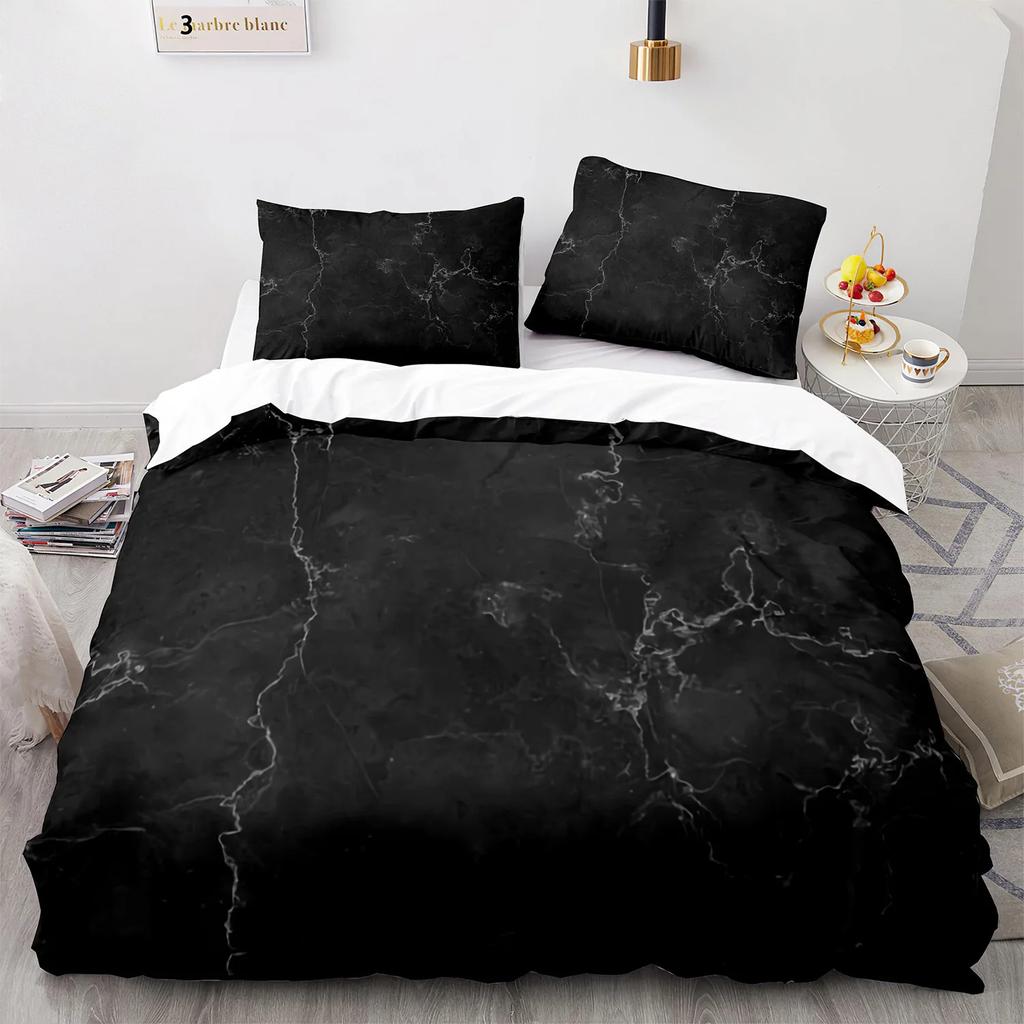 Black Gold Metallic Marble Duvet Cover Set Queen/King/Full/Twin Size Foil Print Glitter Bedding Set for Teen Boy Girls Men Women