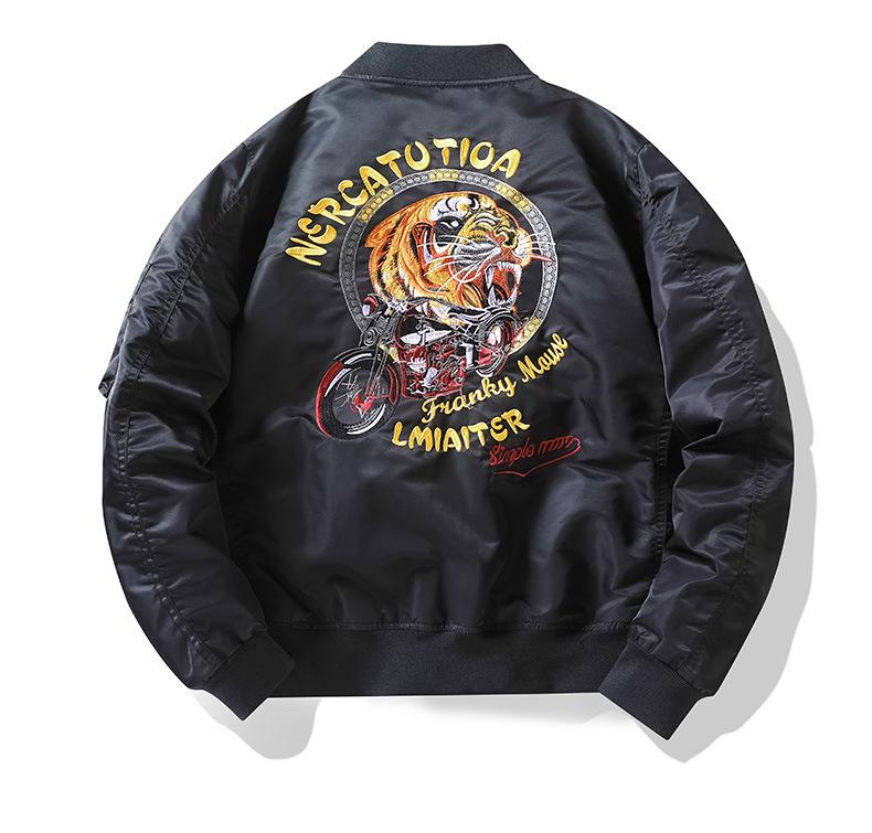 MA1 Air Force Bomber Jacket: Airplane & Tiger Embroidery, Plus Size, Workwear Outerwear