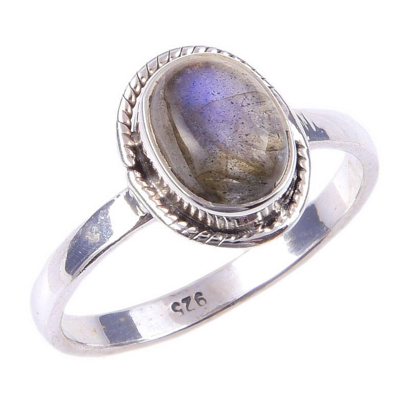 Natural Labradorite Gemstone Handmade 925 Solid Sterling Silver Ring Size 8 g6A38