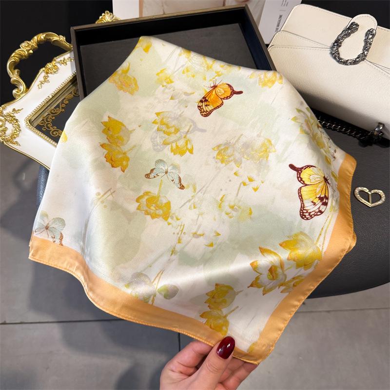 70 Silk Scarf: High-End Korean Style, Versatile Professional Imitation Silk, Retro Printed Women's Scarf