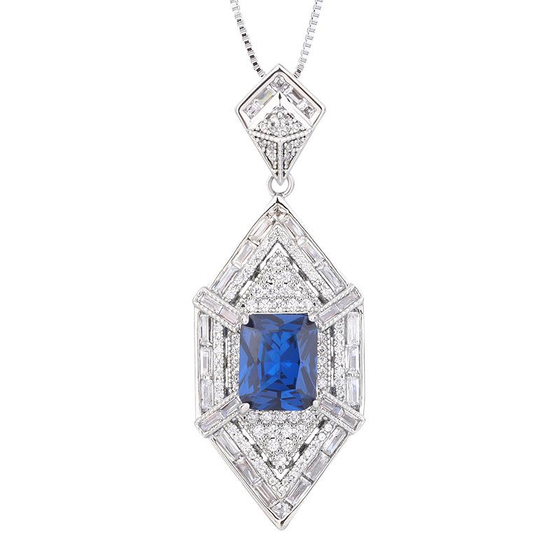 Jewelry Copper Bottom Gold-Plated Simulation Royal Sapphire Temperament Set Main Stone 8 * 10-6 * 8