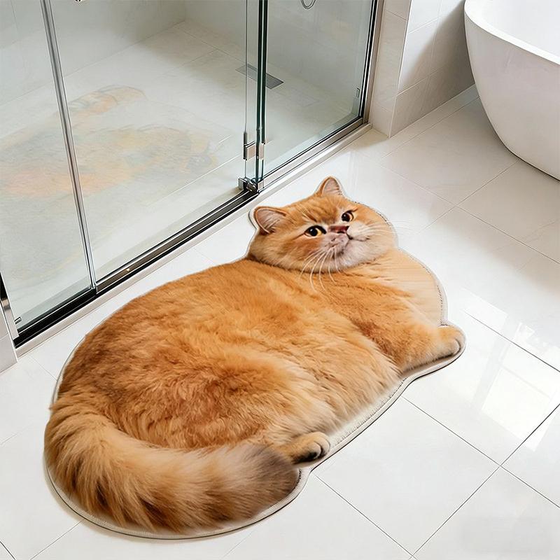 3D Cat Shaped Diatomite Bath Mat Super Absorbent Non-slip Quick Dry Bathroom Doormat For Cat Lover Home Decor