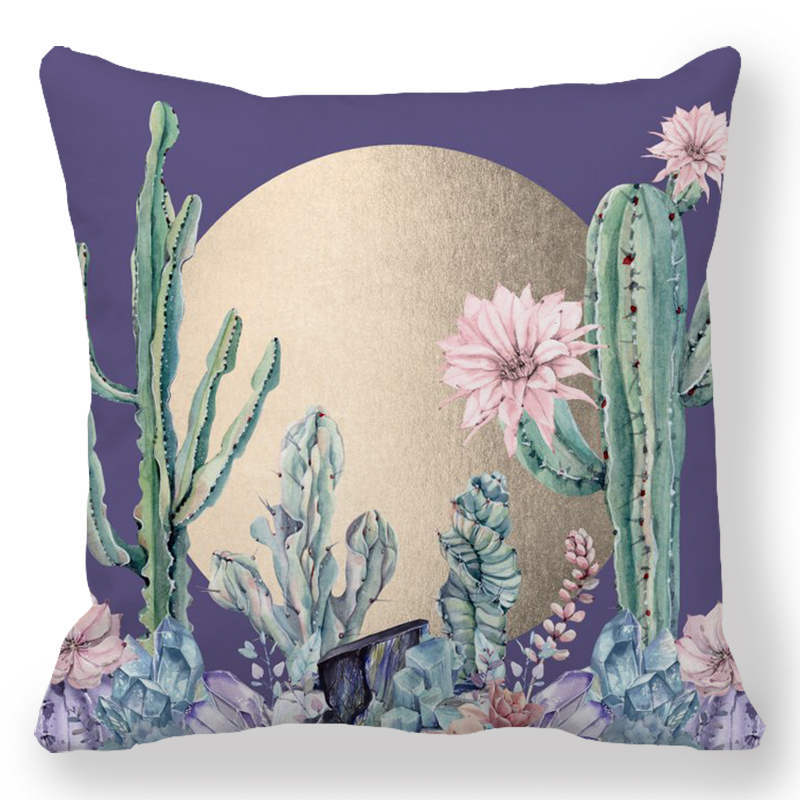 Indoor Home Bedroom Sofa Bed Chair Pillow Suite Room Aesthetic Art Cactus Succulent Plant Pillowcase