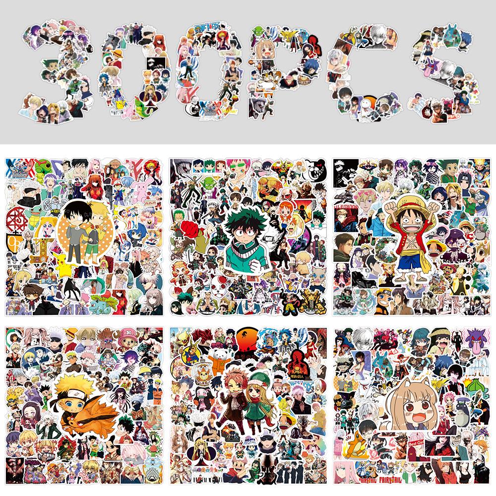 300 Cartoon Anime Graffiti Stickers: Waterproof for Notebooks, Skateboards, Luggage