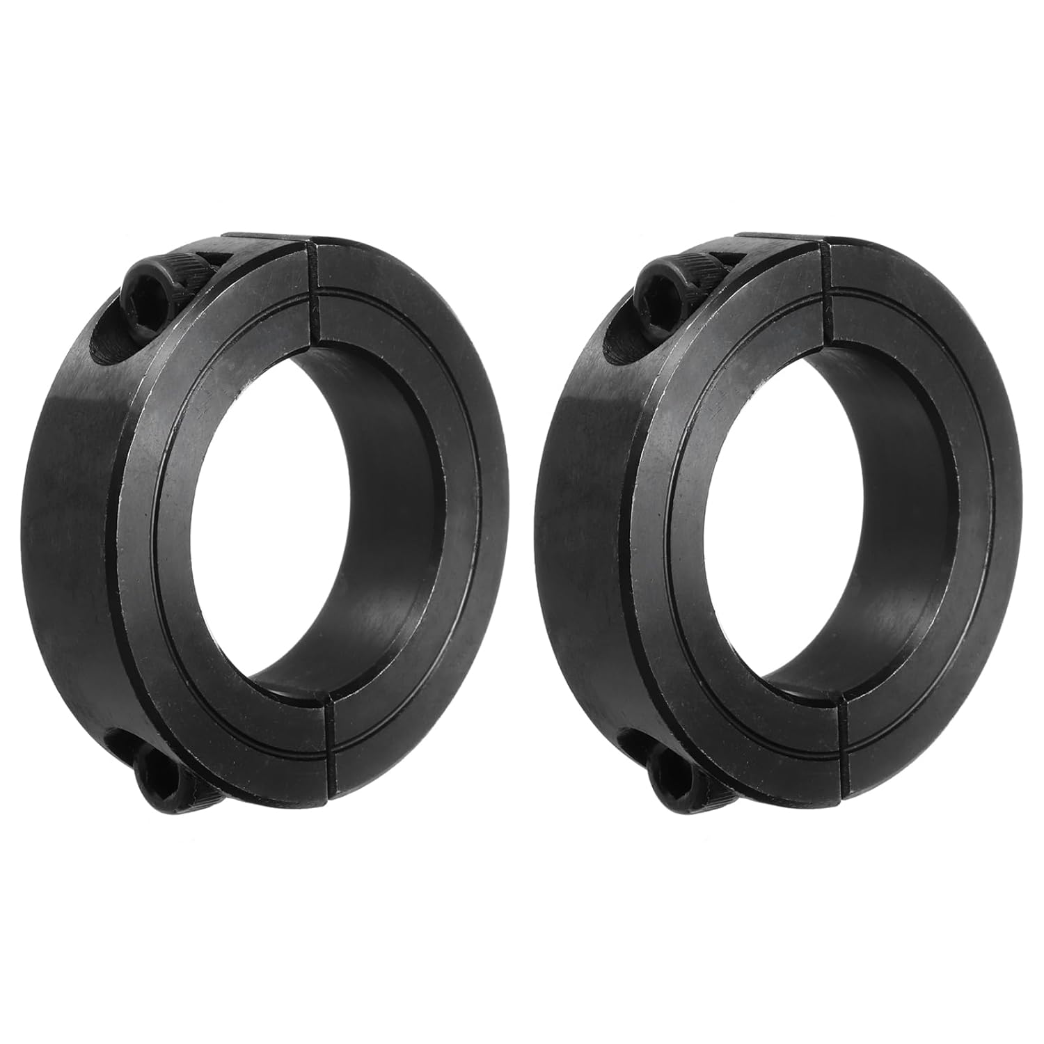 MECCANIXITY Стопорное кольцо вала 1 3/8  двойное разрезное из углеродистой стали зажимное кольцо стопорные кольца вала с установочным винтом черное 2 шт.