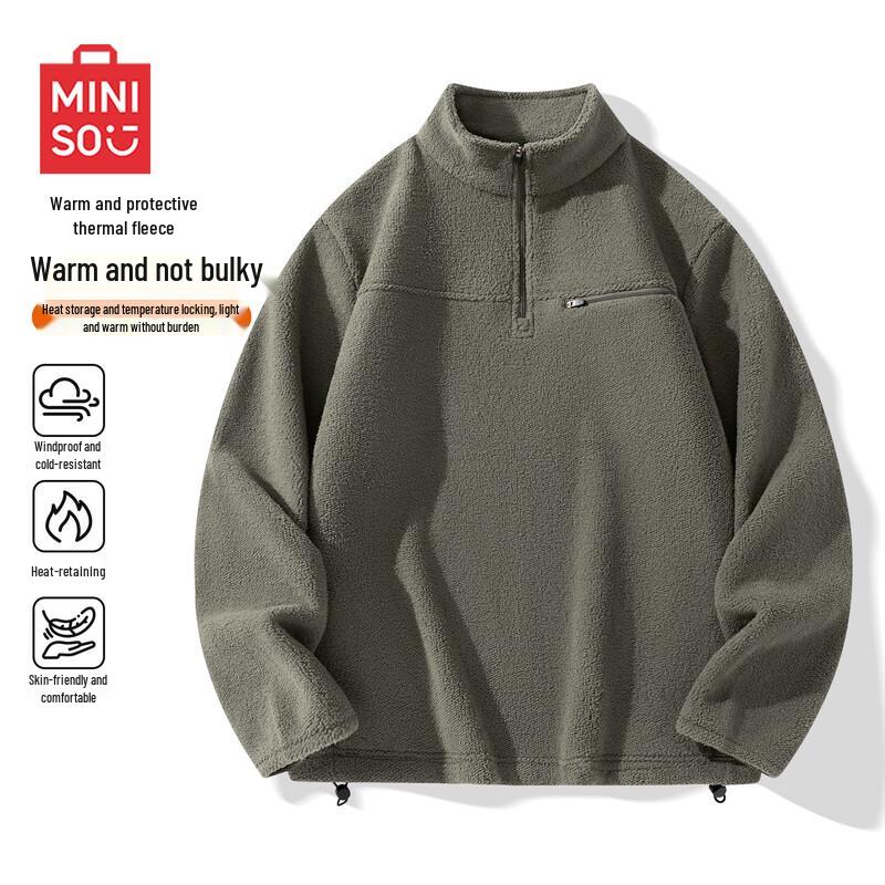 

MINISO Men s Fleece Stand-Collar Sweatshirt 3XL