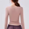 New Spring And Autumn V-neck Sport Top, Yoga Wear, Long-sleeved T-shirt, Professional Running, Quick-drying, Nude Slimming And Fitness Wear For Women