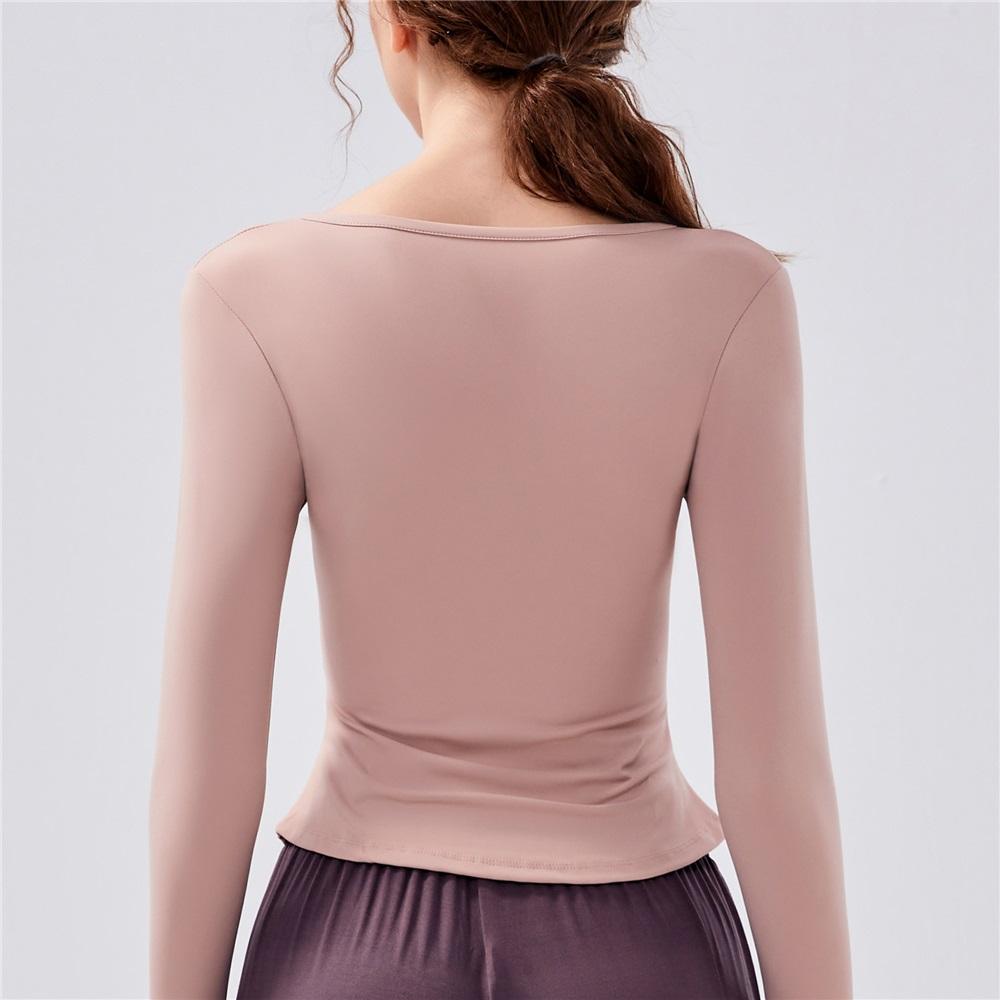 New Spring And Autumn V-neck Sport Top, Yoga Wear, Long-sleeved T-shirt, Professional Running, Quick-drying, Nude Slimming And Fitness Wear For Women