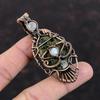 Evil Eye Copper Seraphinite Pendant Copper Wire Wrapped Gemstone Pendant Rainbow Moonstone Pendant Handmade Copper Jewelry Anniversary Gift
