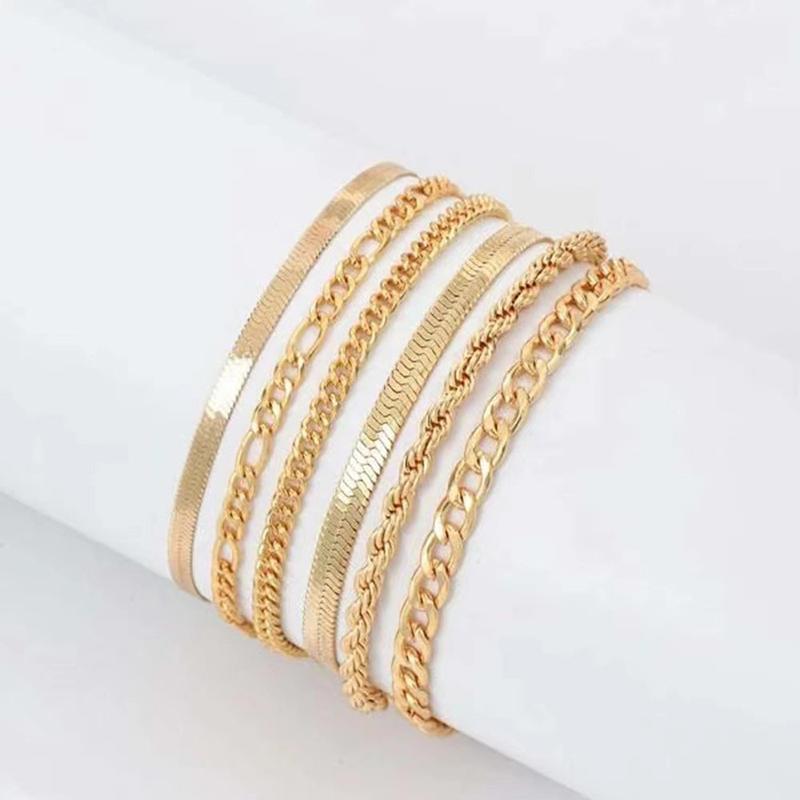 Simple Multi-layer Metal Blade Chain Bracelet Bohemian Fashion Layered Set Bracelet