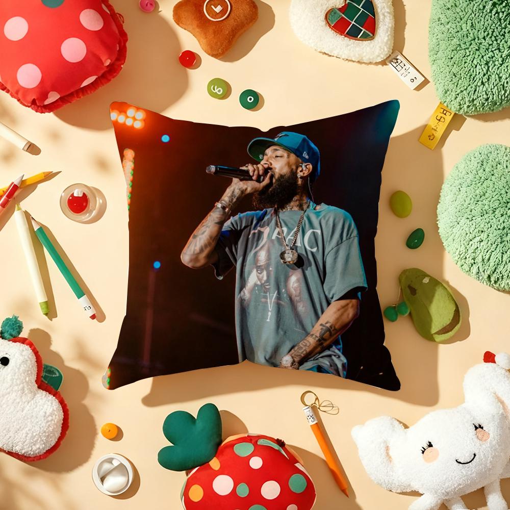 NNipsey Hussle RAP Cushion Cover Plush Fabric Soft DoubleSided Printed Sofa Warm Winter Home Gift Pillow Cover