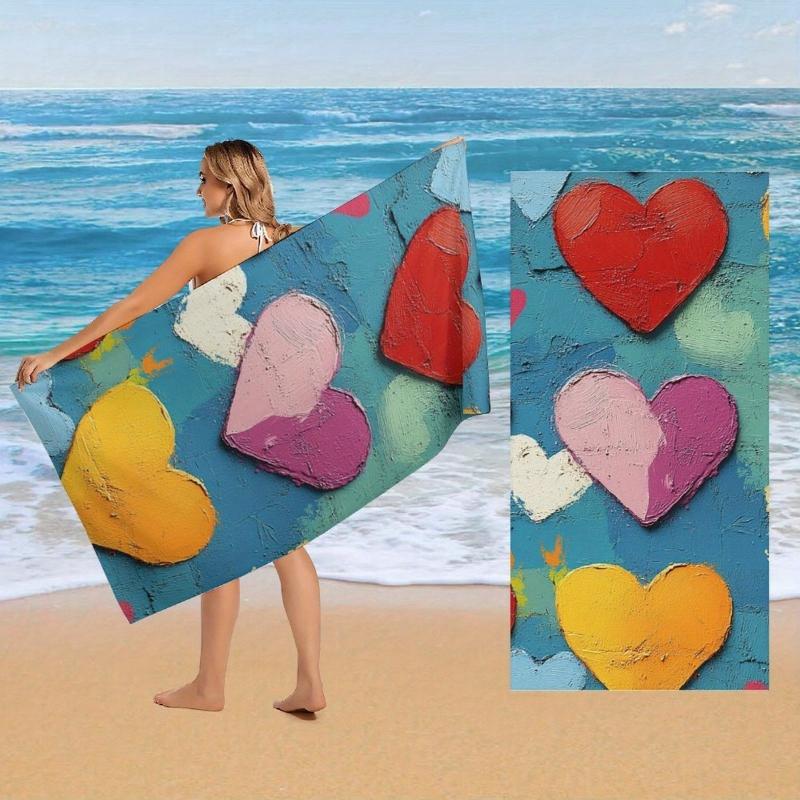 

Colorful Hearts Art Designed Beach Towel Large Towel, Super Absorbent, Quick-Dry, Lightweight Sport Towel Bath Towel,Fashionable W40*H60(CM)