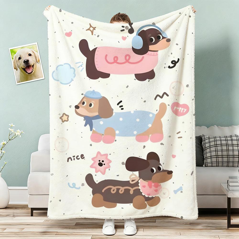Cute Dachshund Throw Lightweight 240G Flannel Blanket Soft Skin-Friendly For Summer Cooling