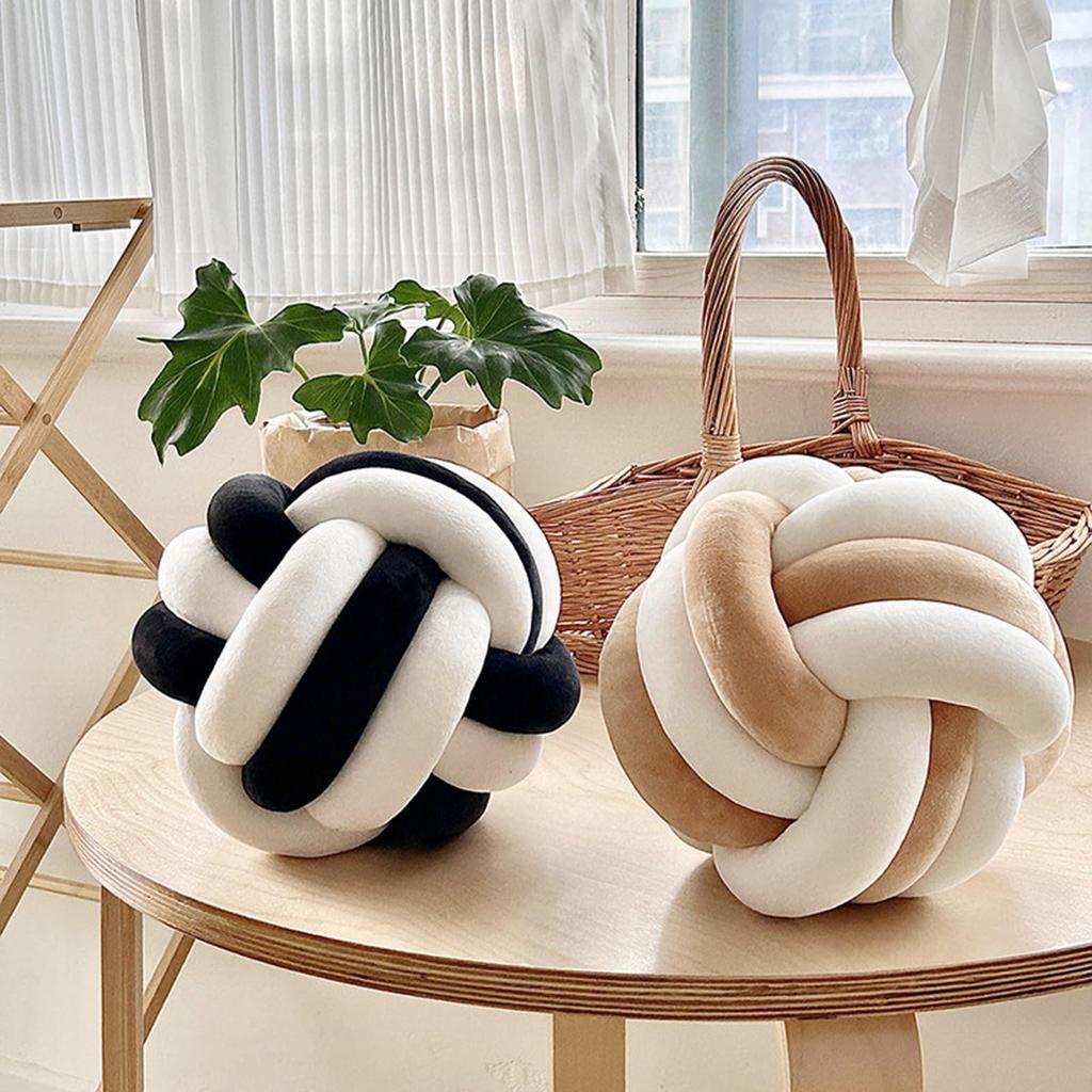 Handmade Multi-Color Knot Ball Pillow for Sofa, Bed, or Lumbar Support