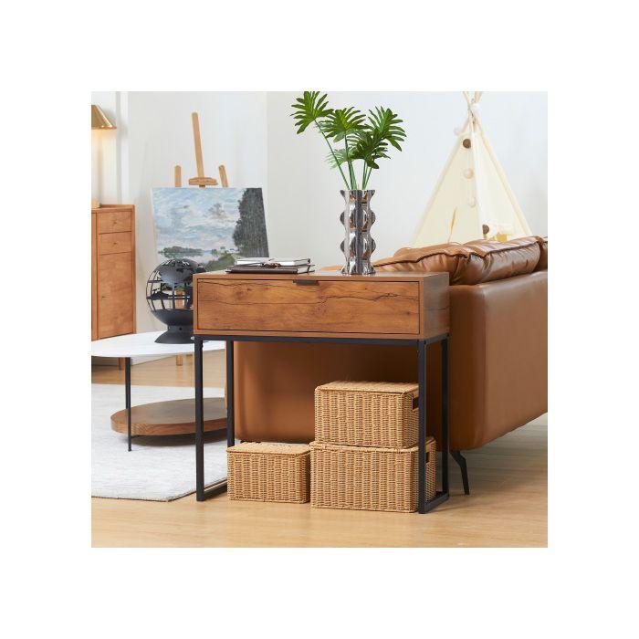 Table console - MUVOE - 80x30x76 cm - Acier - Couleur naturelle - Design industriel