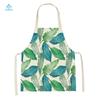 Women Men Plant Flower Leaves Pattern Cleaning Kitchen Aprons Home Cooking Baking Accessories Linen Waist Bibs Home Decor