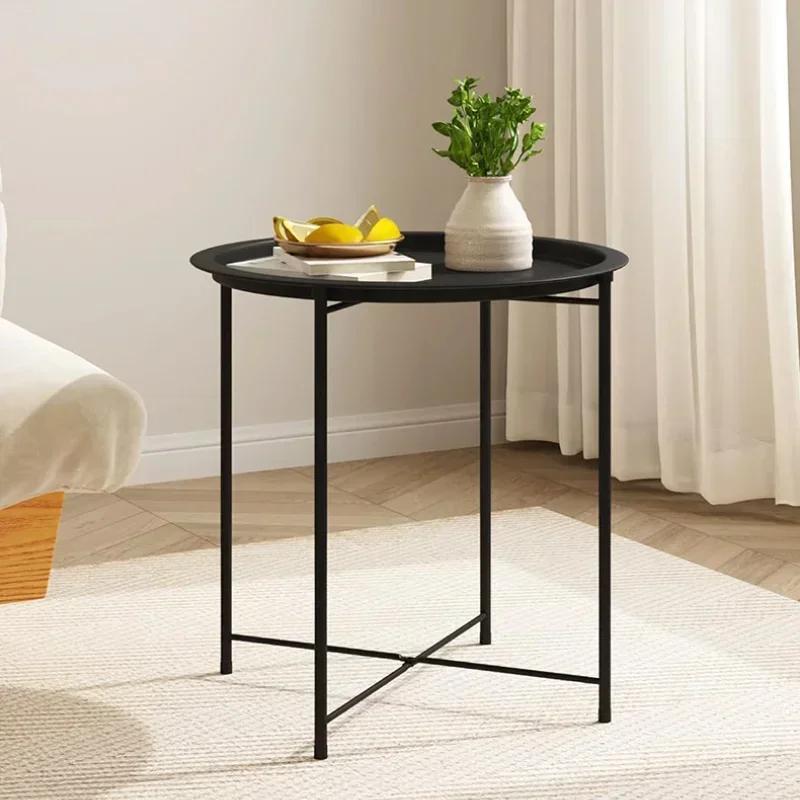 Runder kleiner Beistelltisch, abnehmbarer Couchtisch, Balkon-Kleintisch, Schlafzimmer, einfacher Beistelltisch für Wohnzimmer, faltbarer Nachttisch