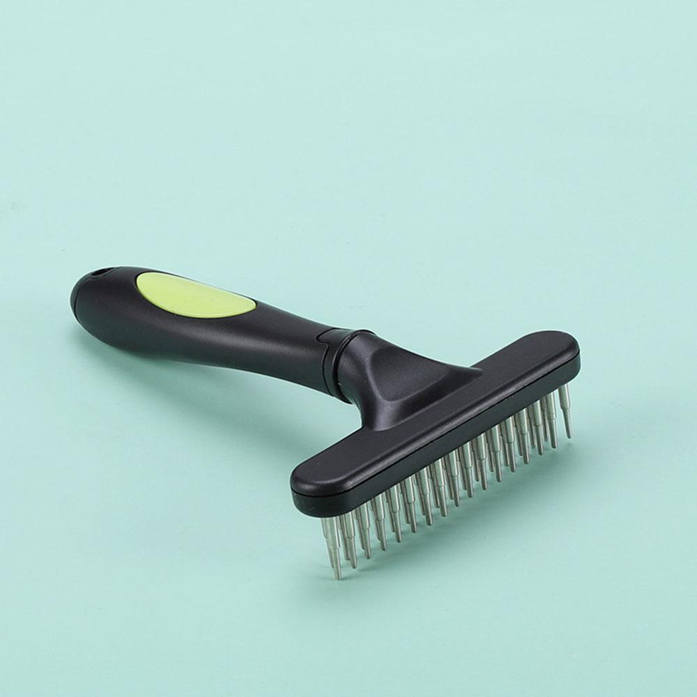Pet Dog Cat Grooming Rake Dematting Brush Shedding Comb with Two Rows Needles Gently Remove Loose or Tangled Hair from Undercoat