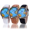 Damska mapa świata Dial Denim Fabric Strap Analog Quartz Students Wrist Watch